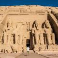 Stone carvings in the side of the mountain at Abu Simbel