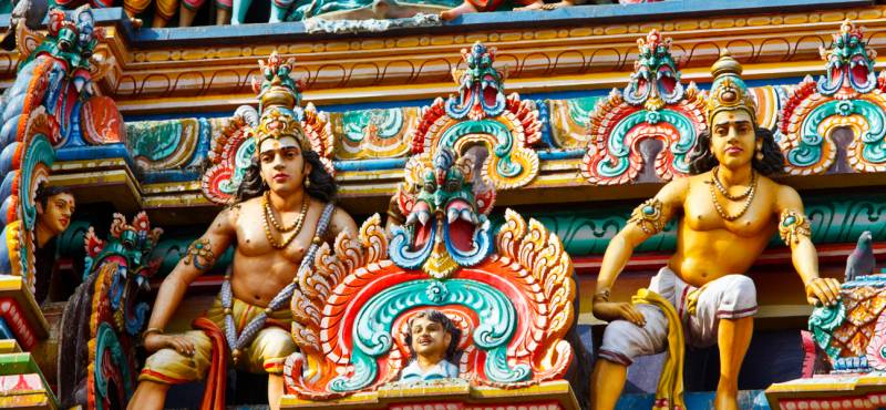 Detail of the colourful Hindu temples of Chennai in India