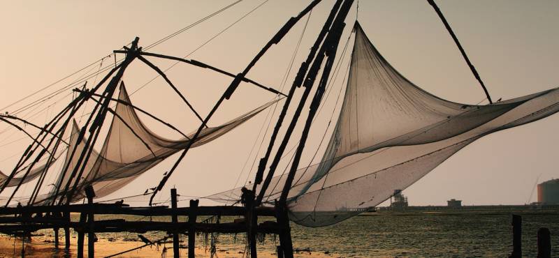 The Chinese fishing nets that line the waterfront of Kochi