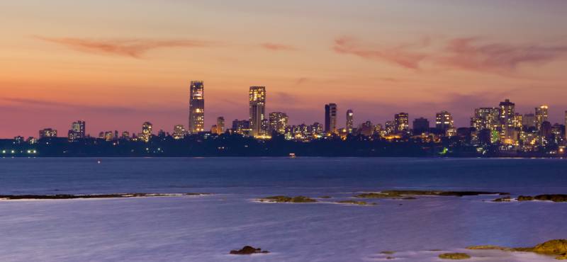 View of Mumbai skyline as seen from Marine Drive