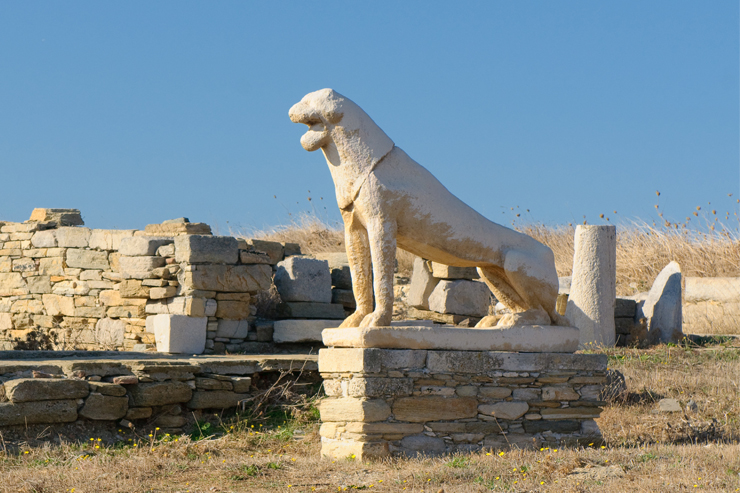 The Terrace of the Lions on Delos is one of the many highlights for history buffs on the tiny island
