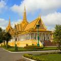 The gold and glittering royal palace in the middle of capital city Phnom Penh